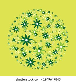 beatiful green floral pattern. flower shape.