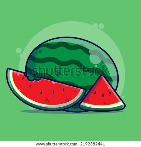 Beatiful Illustration Watermelon with slice isolated 