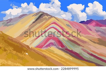 a beatiful rainbow mountains vector