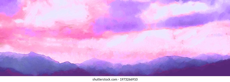 Beatiful Sky with Clouds Artistic Background. Cloudscape Painting