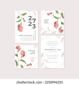 beatiful tulips flower wedding invitation template design
