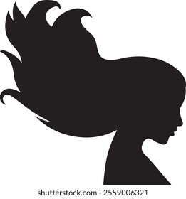 beatifull long hair woman vector design