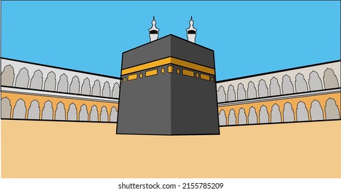 beatifull vector kaaba with blue sky