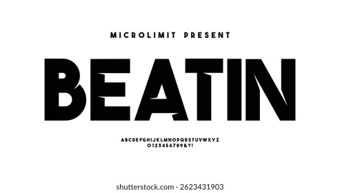 Beatin: Modern Ultra Bold Sport Font. A powerful urban-style typeface perfect for tech, digital, movie titles, and logo design. Includes a full alphabet collection.