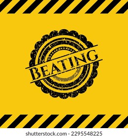 Beating black grunge emblem inside yellow warning sign. Vector Illustration. Detailed. 