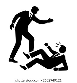 beating up businessman silhouette vector icon