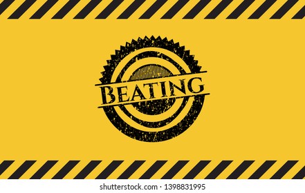 Beating grunge warning sign emblem. Vector Illustration. Detailed.