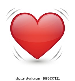 Golpear el símbolo del objeto icono Emoji Love Heart. Gradiente Vector Heartbeat Vibración Ilustración Clip Art Diseño Caricatura Fondo aislado.