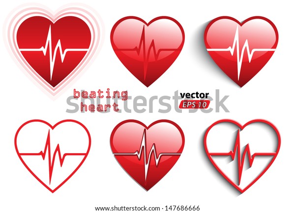Beating Heart Symbol Set Vector Illustration Stock Vector (Royalty Free ...