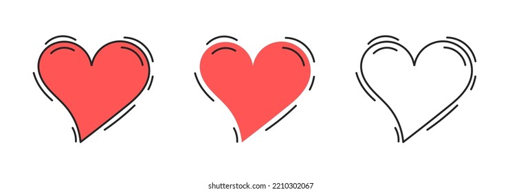 Beating hearts icons set. Vector illustration.