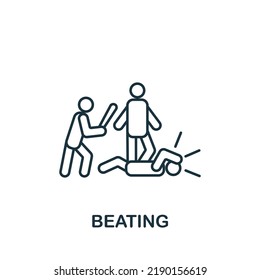Beating icon. Monochrome simple line Harassment icon for templates, web design and infographics