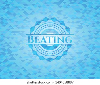 Beating light blue emblem with mosaic background