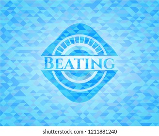 Beating realistic light blue mosaic emblem