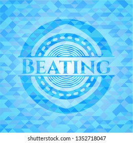 Beating sky blue emblem with mosaic ecological style background