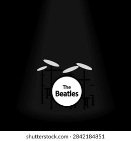 Beatles drums stage, vector art illustration.