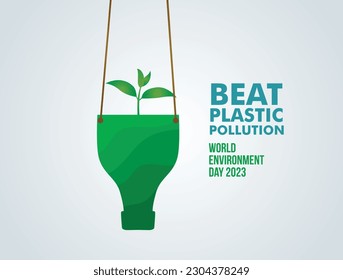 #BeatPlasticPollution, World Environment day concept 2023 vector background.  - Shutterstock ID 2304378249