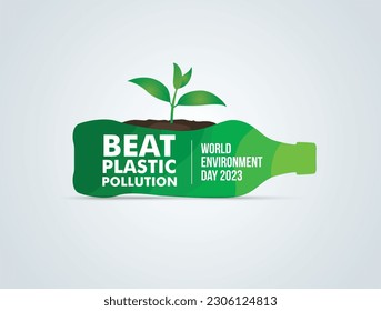 #BeatPlasticPollution, World Environment day concept 2023 vector background.  - Shutterstock ID 2306124813