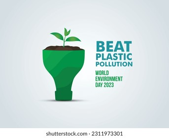 #BeatPlasticPollution, World Environment day concept 2023 vector background. 