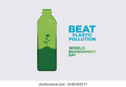 #BeatPlasticPollution, World Environment day concept 2025 3d tree background. 
