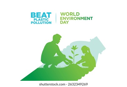 #BeatPlasticPollution, World Environment day concept 2025 3d tree background. 