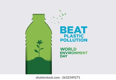 #BeatPlasticPollution, World Environment day concept 2025 3d tree background. 