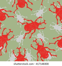 beattle seamless pattern vector illustration