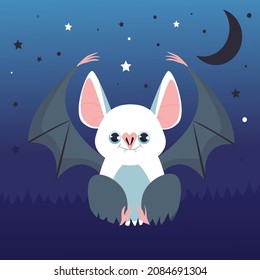 Beatufil night bat with stars at night