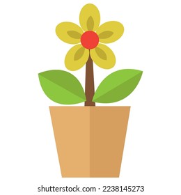 Hermosa flor en una ilustración vectorial de activos en olla. adecuado para editar imágenes colocadas en una mesa o en una ventana.