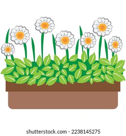 Hermosa flor en una ilustración vectorial de activos en olla. adecuado para editar imágenes colocadas en una mesa o en una ventana.