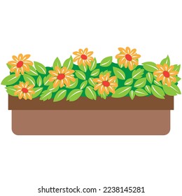 Beatuful flower in a pot asset vector illustration. suitable for editing images placed on a table or in a window.
