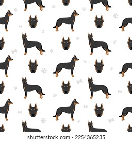 Beauceron dog, French shepherd seamless pattern. Vector illustration