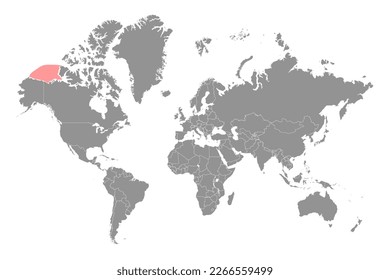 Beaufort Sea on the world map. Vector illustration.