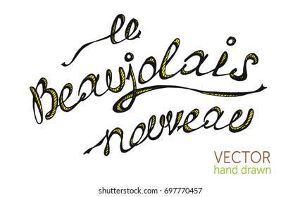 Beaujolais nouveau french text, New wine vector