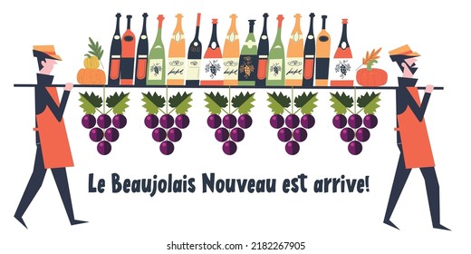 Beaujolais Nouveau Wine Festival. Vector illustration, a set of design elements for a wine festival.