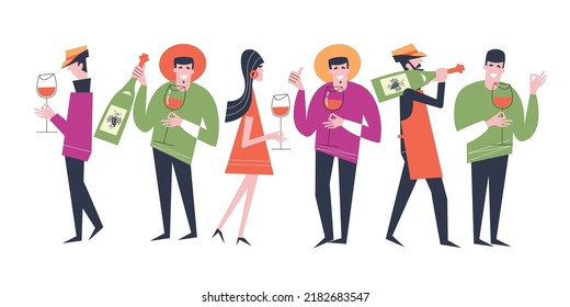 Beaujolais Nouveau Wine Festival. Vector illustration, a set of design elements for a wine festival.