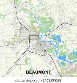 Beaumont, Texas, USA map poster art