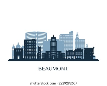 Beaumont TX skyline, monochrome silhouette. Vector illustration.