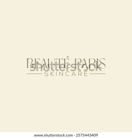 BEAUTE PARIS SKINCARE modern typography logo design element.