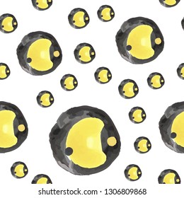 Beauteous Seamless Pattern With Abstract Figures Soft yellow and Very dark mostly black color. For your design, textile, pattern fills, box, web page background etc. Pattern under the mask. Vector.