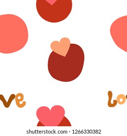 Beauteous Seamless Pattern Word Love In A Different Colours And Heart On A Dot. Elements are not cropped. Pattern under the mask. Perfect design for textile, box, posters, cards, web etc.