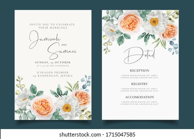 Beautfiul wedding invitation with floral watercolor