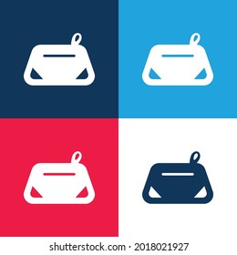 Beautician blue and red four color minimal icon set