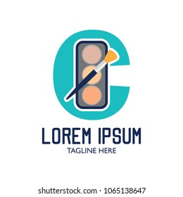 beautician logo with C alphabet and text space for your slogan / tagline, vector illustration