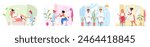 Beautician salon customers. Hairdresser beauty shop female service, woman nail manicure pedicure procedures, barbershop cutting client haircut, classy vector illustration of hairdresser beautician