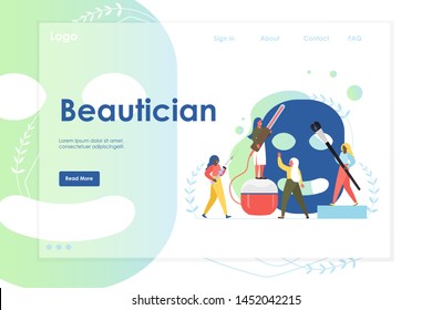 Beautician vector website template, web page and landing page design for website and mobile site development. Cosmetology, beauty salon services, anti-aging procedures.