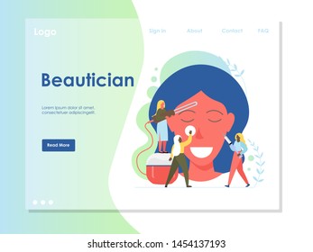 Beautician vector website template, web page and landing page design for website and mobile site development. Non-surgical cosmetic treatments concept.
