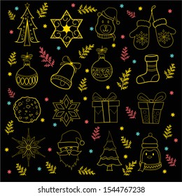 beautidul christmas doodle collection design concept