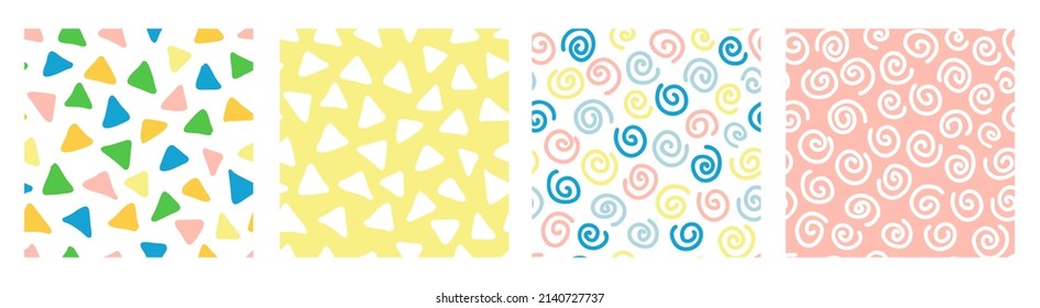 Beautifil colorful seamless pattern set with hand drawn abstract shapes. Trendy vector background. Fresh modern geo print for kids apparel, scrapbooking, wallpaper