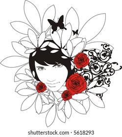 beautifil face in abstract background