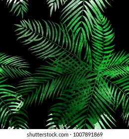 Beautifil Palm Tree Leaf  Silhouette Seamless Pattern Background Vector Illustration EPS10